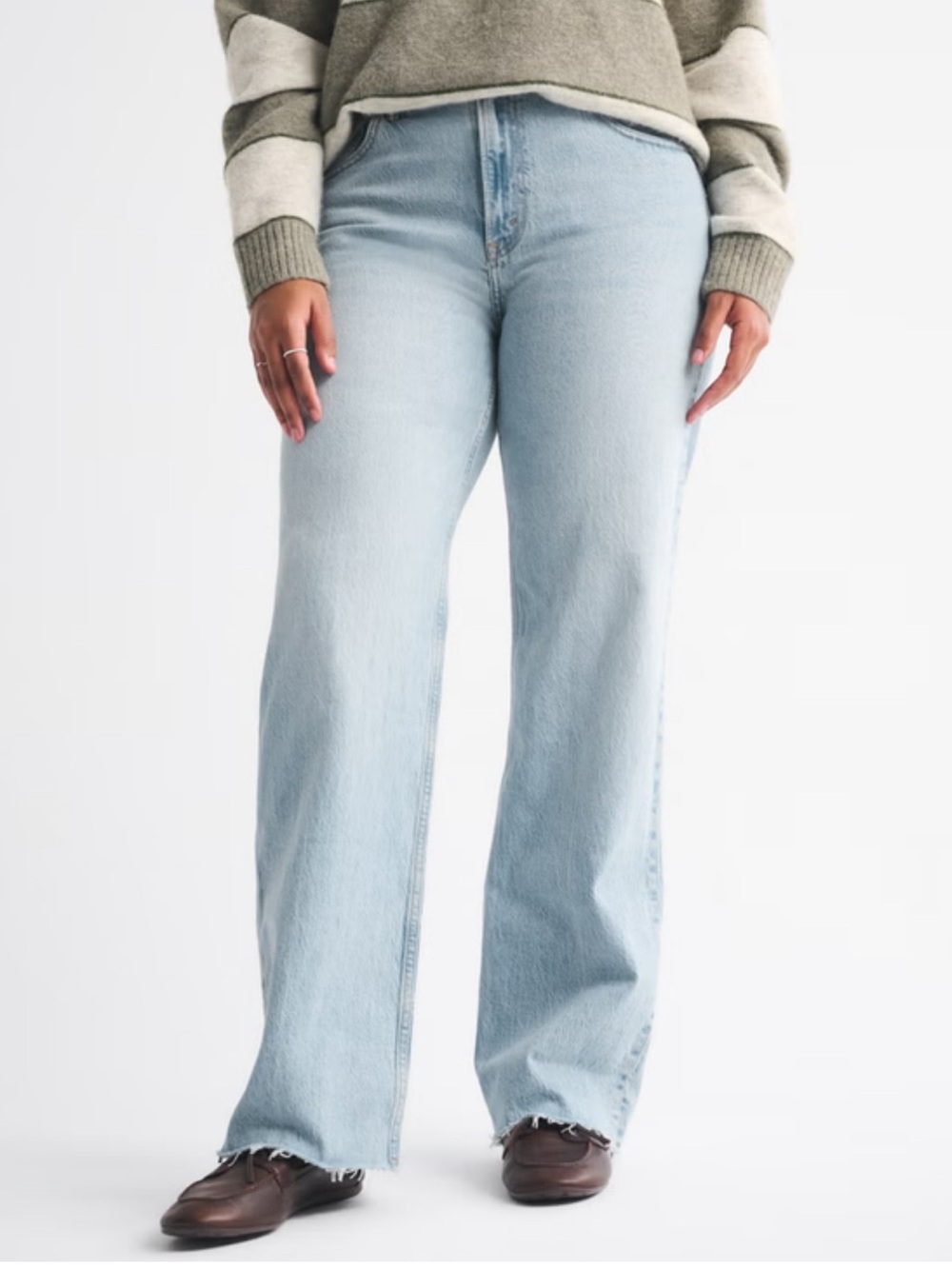 Abercrombie & Fitch Light Wash High-Rise Wide Leg Jeans